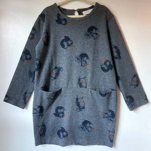 Zara Girls Soft Collection - Charcoal Grey Jersey Squirrel Dress w/Front Pockets